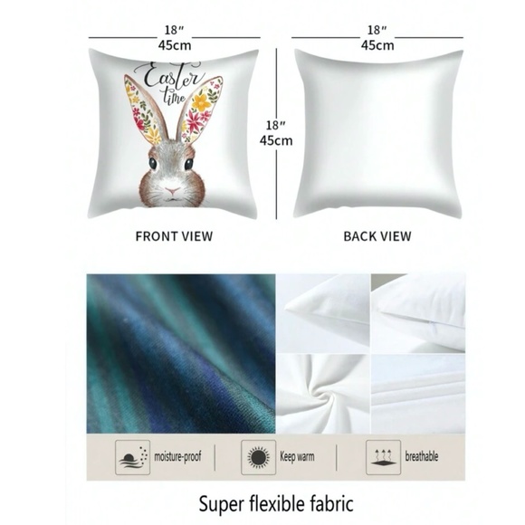Easter Time Bunny Floral Pillow Cover - Picture 4 of 5